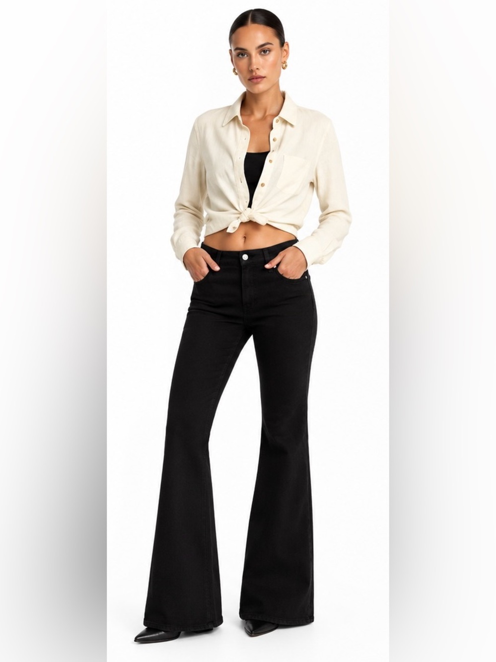 Daily Blue Peace Relaxed Bell Bootcut Jeans in Infinity